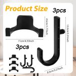 6Pcs Black J & U Storage Shed Hooks