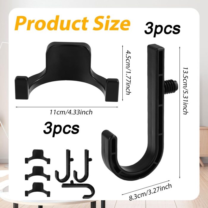 6Pcs Black J & U Storage Shed Hooks