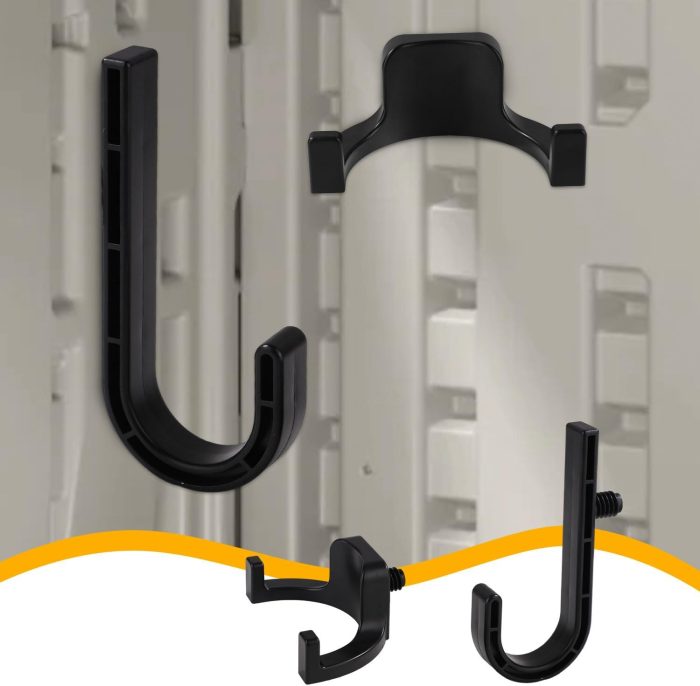 6Pcs Black J & U Storage Shed Hooks