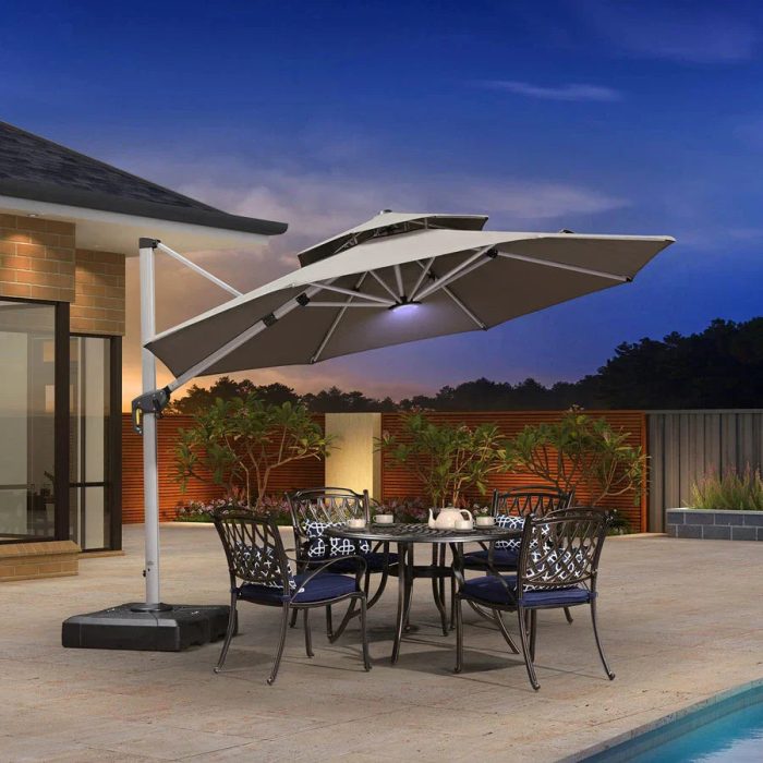 Purple Leaf Patio Umbrella Light
