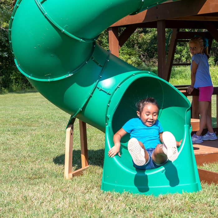 Tall Spiral Tube Slide Green